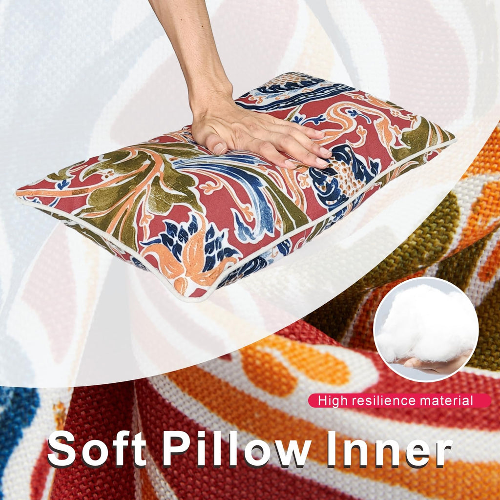 Colorful Pillows Red Outdoor Pillows with Inserts Included