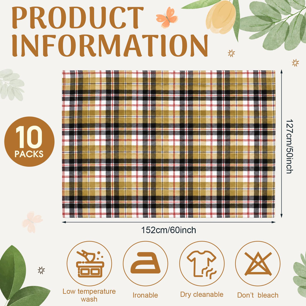 10 Pcs Fall Plaid Throw Blanket Flannel Blanket Bulk, 50"x60"