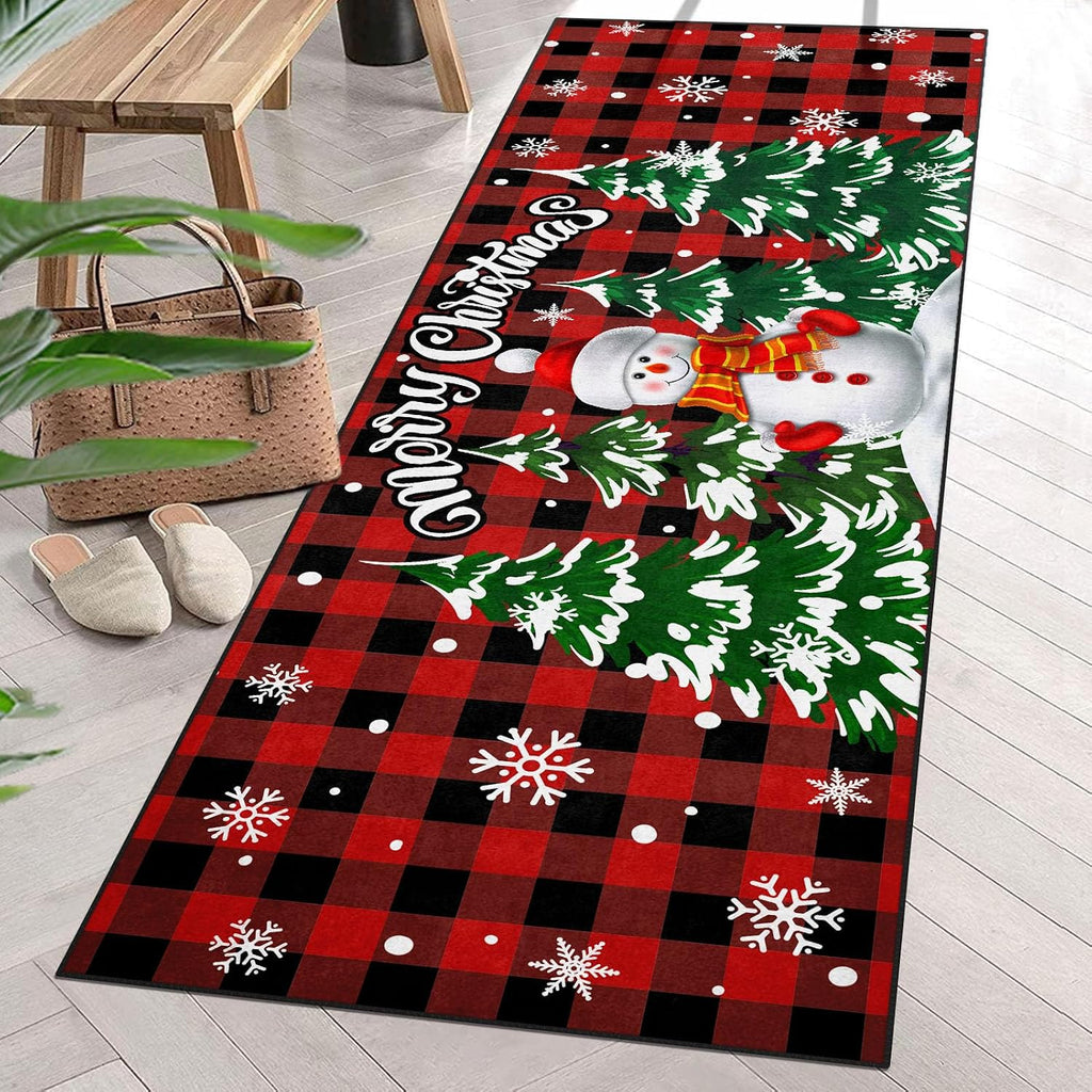 Area Rug Entry Runner Rug, 2' x 6', Christmas Plaid