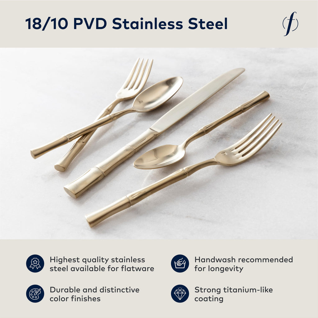 Royal Pacific 18/10 Stainless Steel, 20 Piece Flatware Set (Service for 4), Brushed Champagne