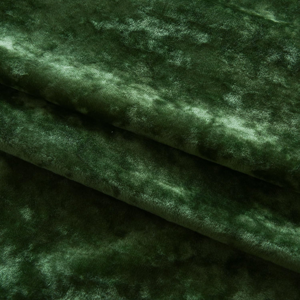 Lux Forest Green Crushed Velvet Curtains, 2 Panel Set, Room Darkening Distressed Velvet Back Tab Curtain, 52" W x 84"
