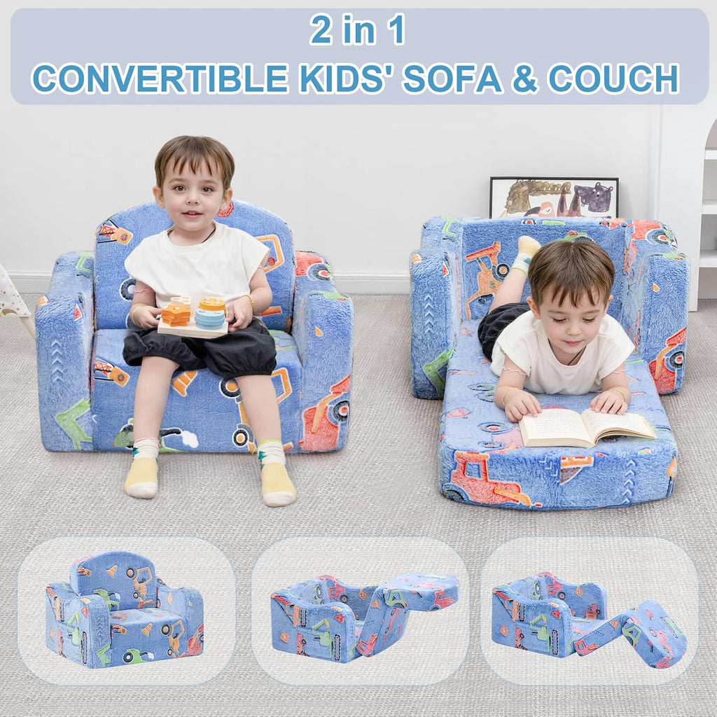 Comfy Kids Sofa Chair, in-1 Fold Out Couch with Blanket