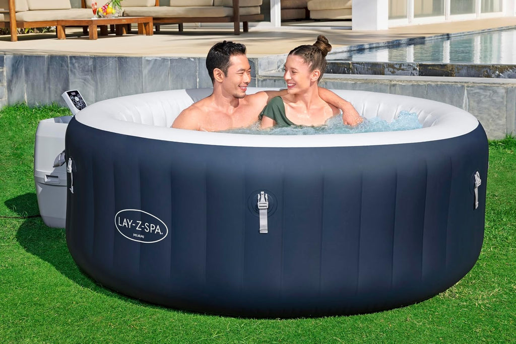 Miami AirJet Inflatable Spa Energy Efficiency for 2 to 4 People - 180 cm x 180 cm x 66 cm - Blue