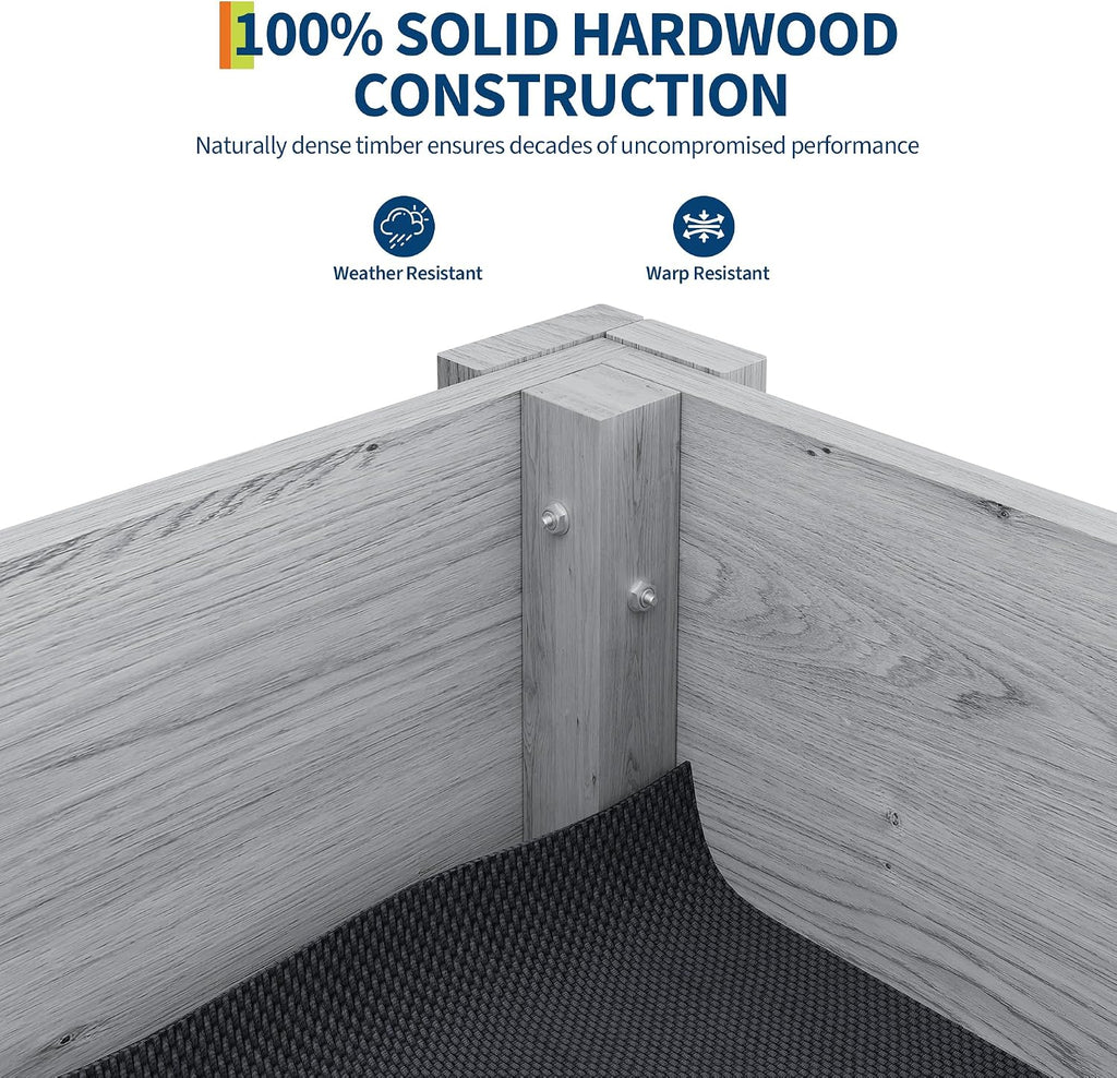 34"x18"x30" Raised Elevated Wooden Garden Planter Box | Reinforced Frame Built-in Hooks Drainage Holes & Matching