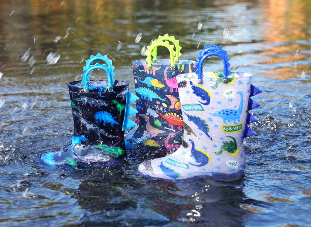 Toddler Boys Adorable Dinosaur Light Up Rain Boots