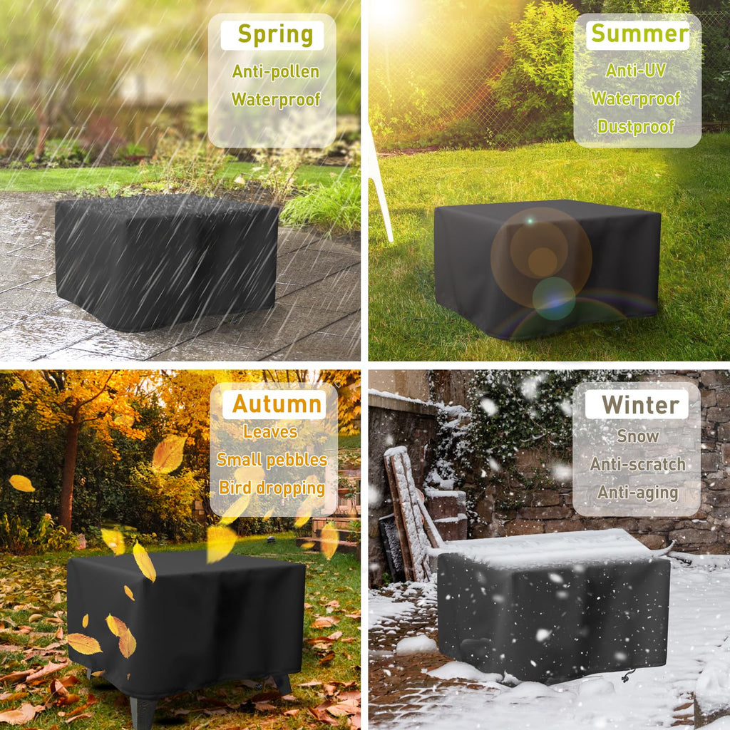 Fire Pit Cover 32 inch, Fits 28-32 inch Firepit, Square, Black