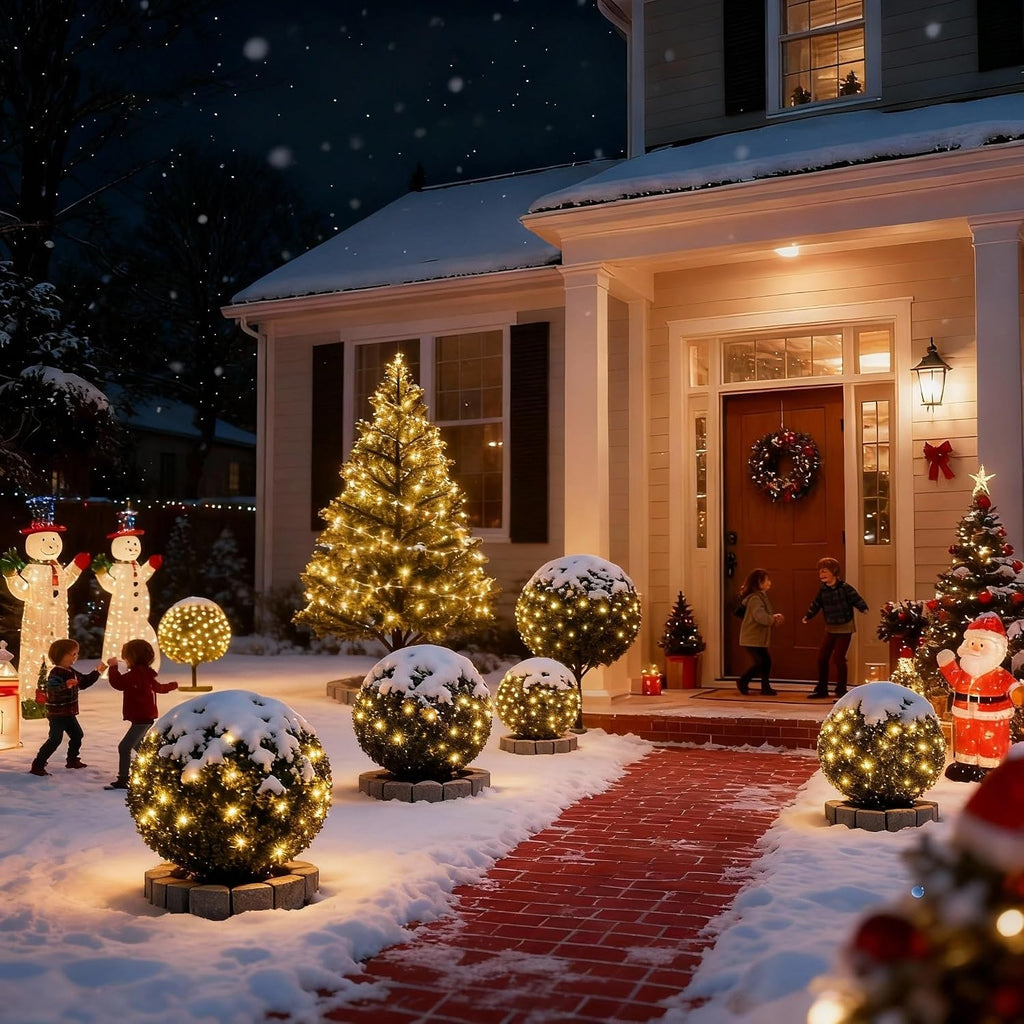 6Ftx4Ft LED Christmas Net Lights Green Wire,Connectable UL Certified Waterptoof Net Lights for Bushes Trees Shurb