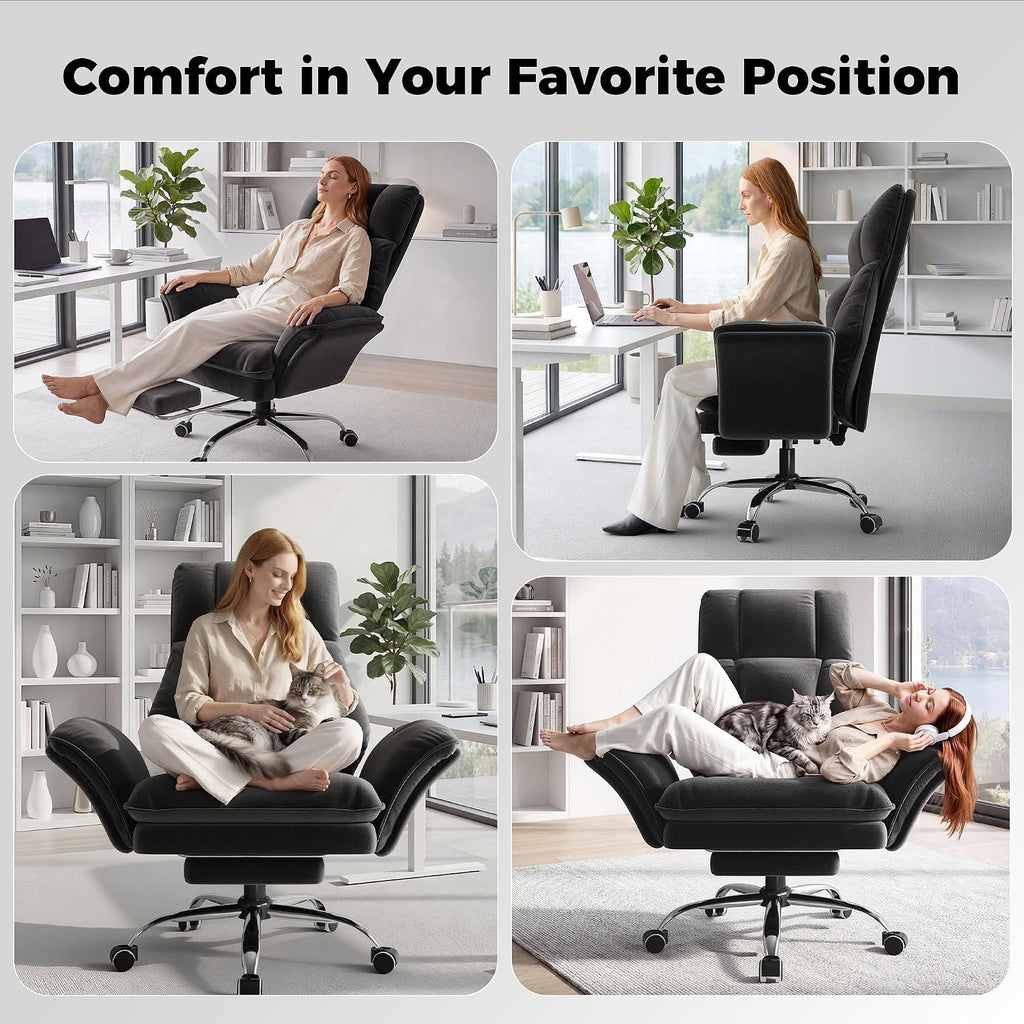 Big and Tall Office Chair, Flip Armrests for Pets & Cross Legged Sitting | Executive Ergonomic Computer Gaming Chair
