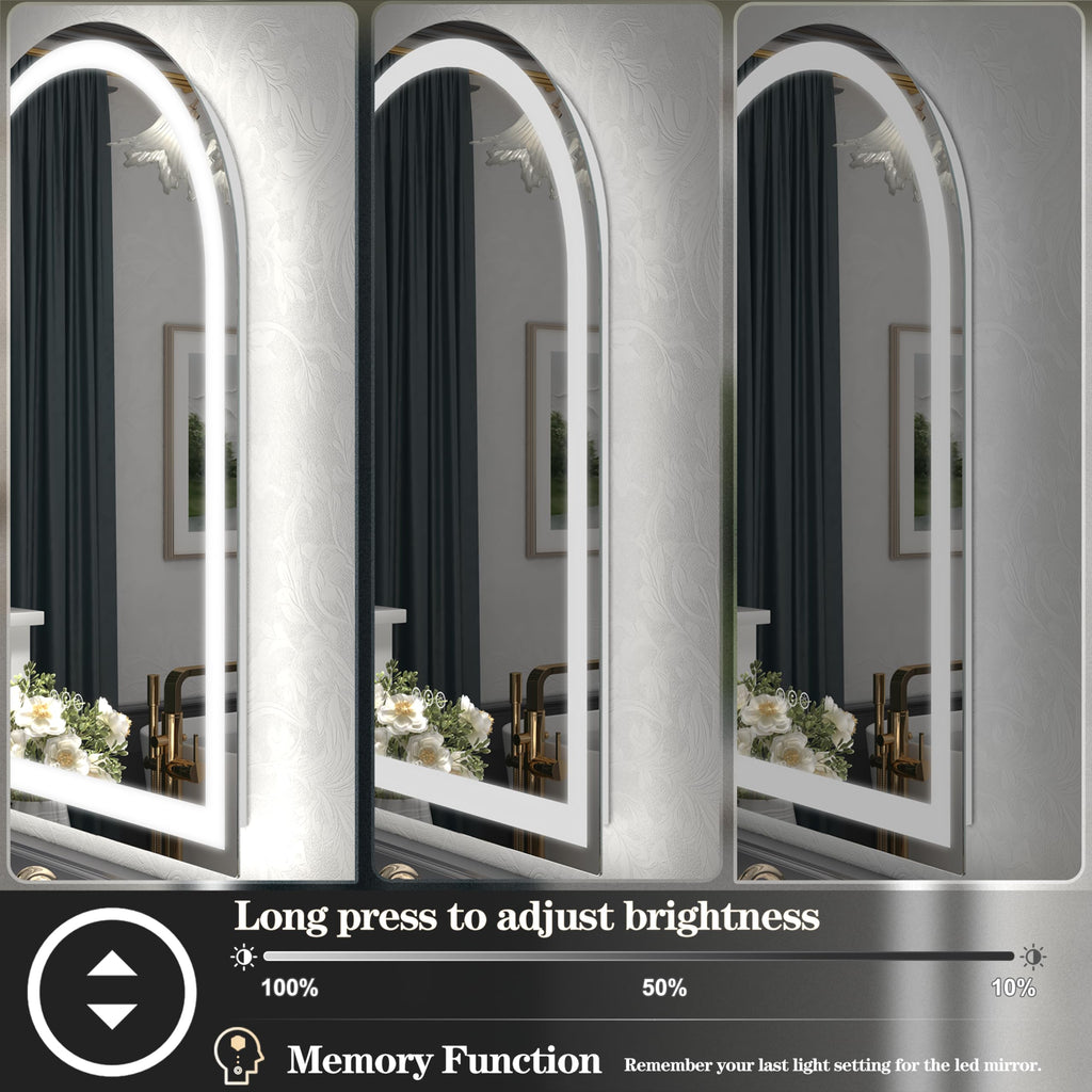 24x40 Inch Arched LED Bathroom Mirror