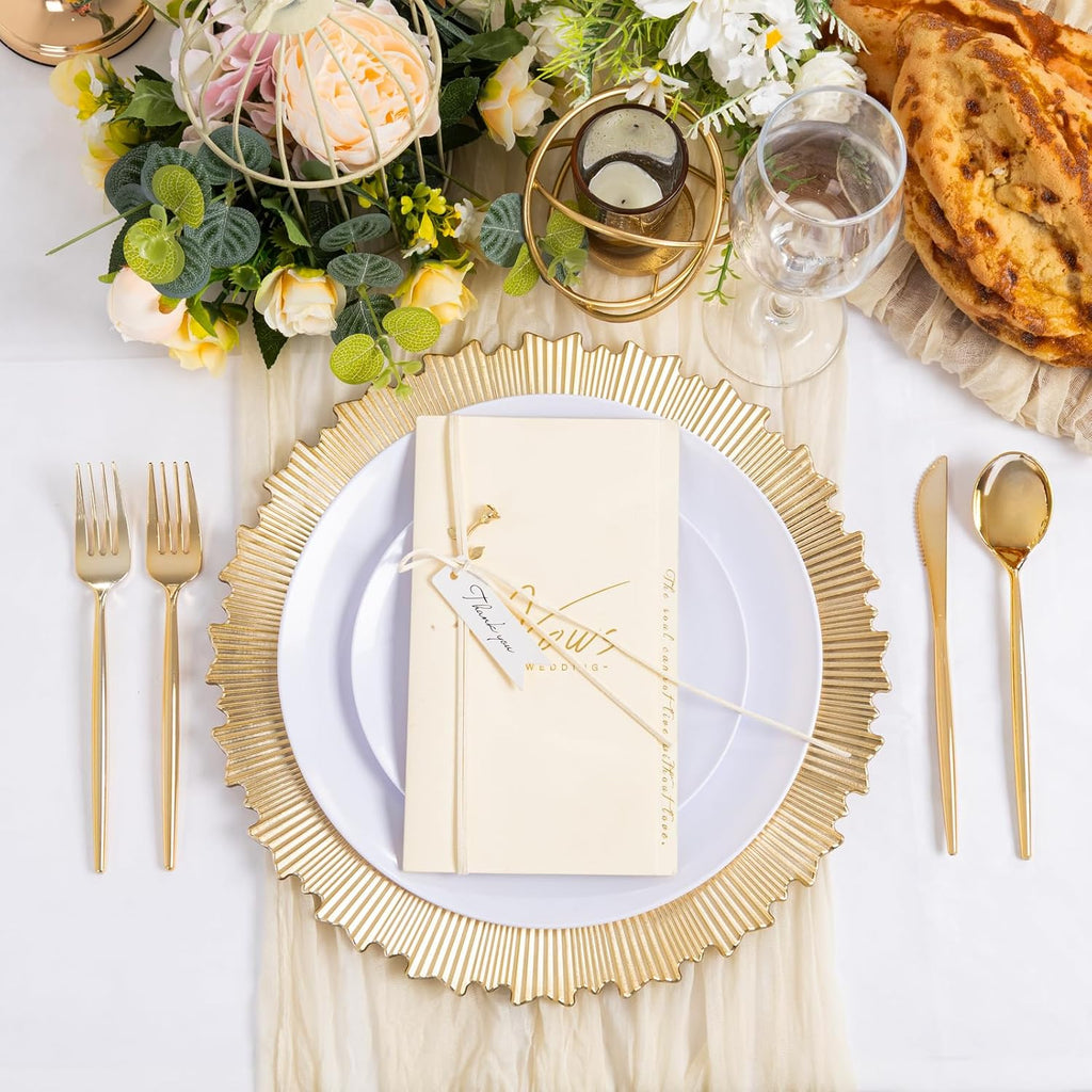 LIYH Gold Charger Plates 13 Inch, Dinner Chargers For Party Events - Set of 24