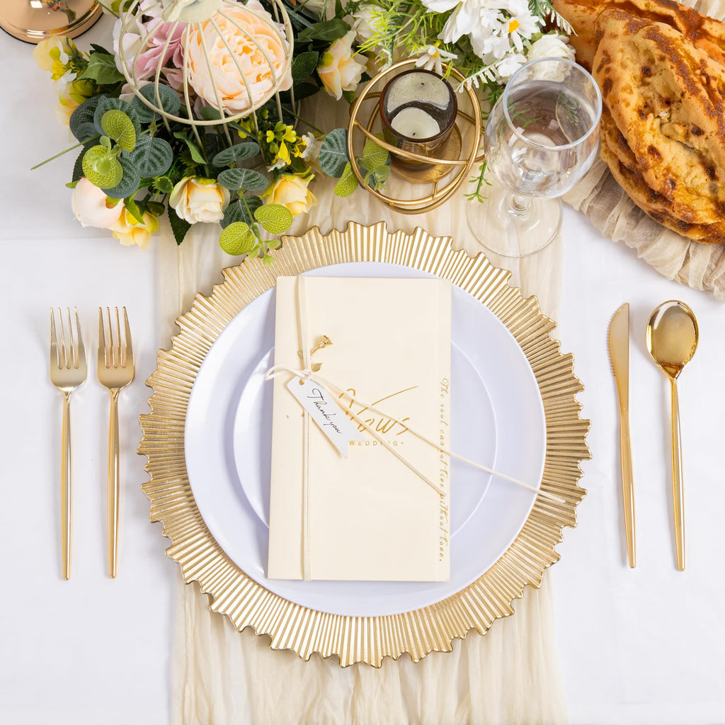 100 Pcs Gold Charger Plates Bulk 13 Inch