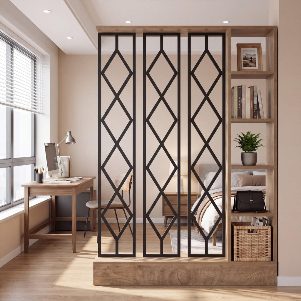 70.87" Tall Wall Room Divider with 5-Tier Storage Shelves