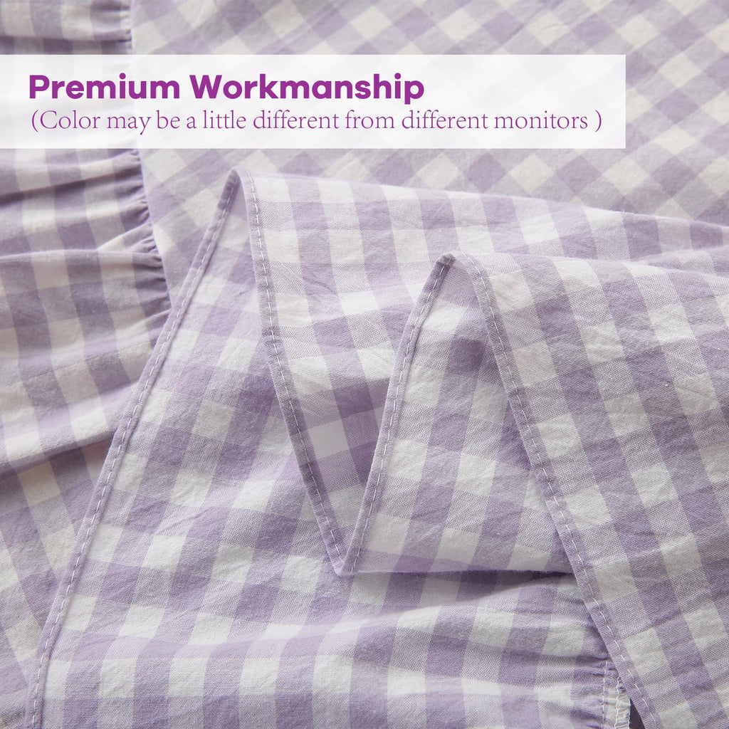 Lavender Lilac Gingham Coffee Picnic Tablecloth Round Dia.51"