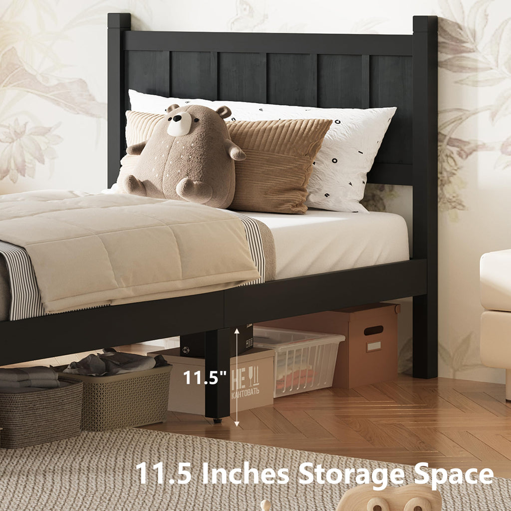 Bed Frame with Panel Headboard & Footboard, Farmhouse Style