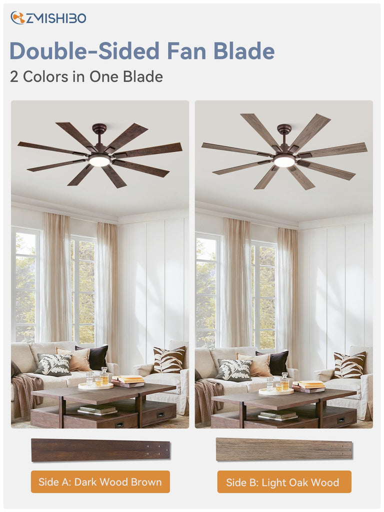 62" Farmhouse Ceiling Fan with Light, Remote Control, Oil Bronze