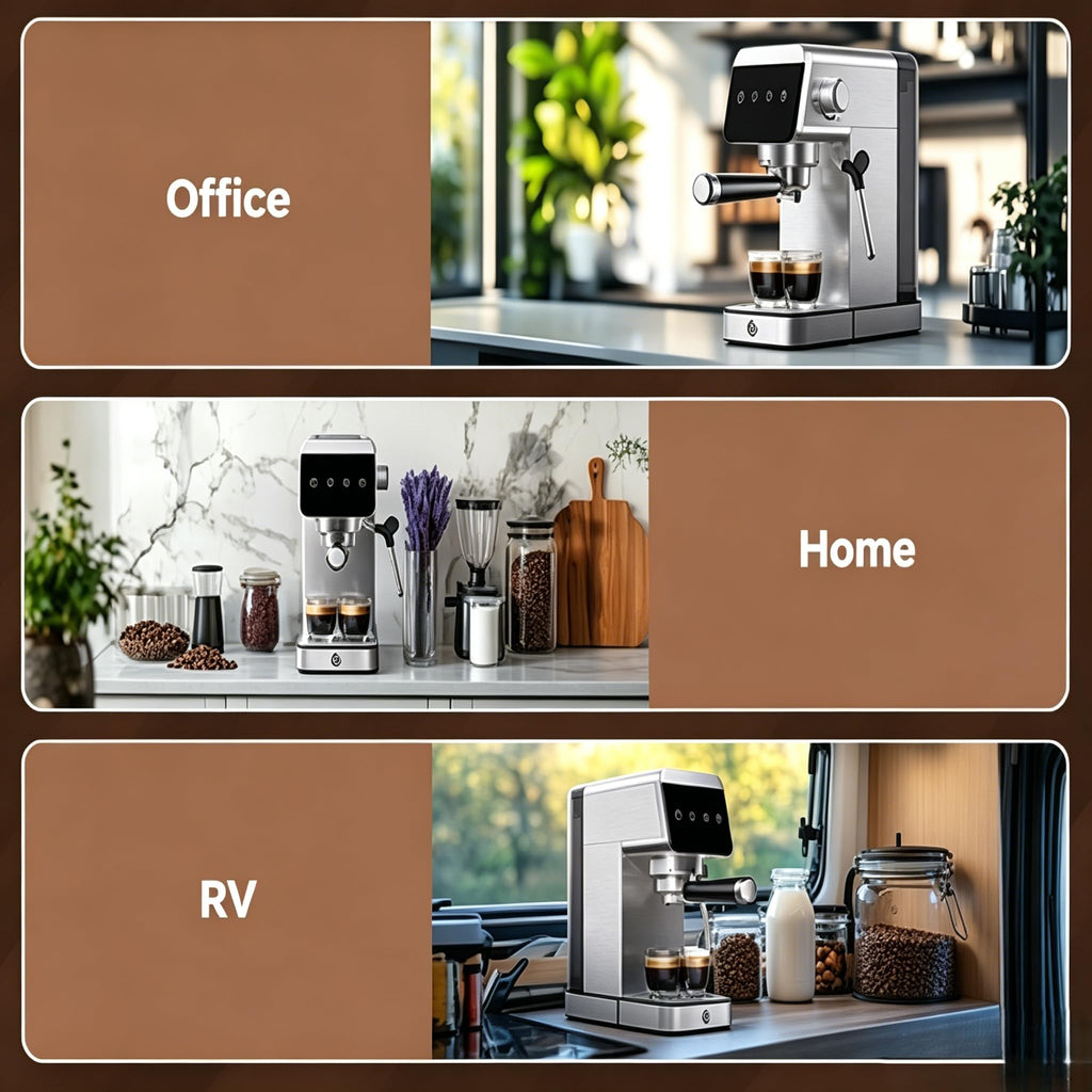20 Bar Compact Home Espresso Coffee Machine, Matte Silver