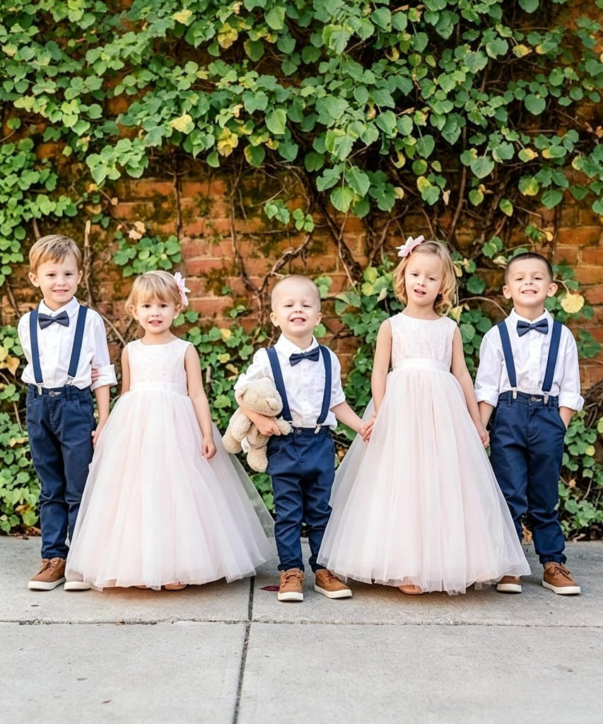 Boys Dress Pants Suit Set Formal Suits for Kids Wedding Suspenders Outfits