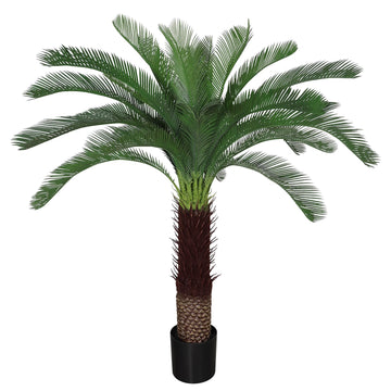 5Ft Faux Sago Palm Tree with Realistic Bark, Pre-Potted Fake Plants Indoor
