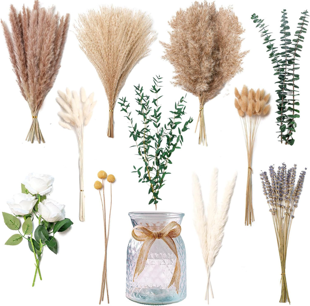 Faux Flower Arrangement with Vase, Center Pieces Decoration for Table, Pampas Grass Floral Décor, Thanksgiving &