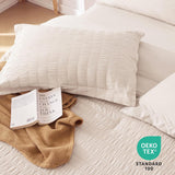 7 Pieces Queen Comforter Set, Seersucker Bed in a Bag Queen, All Season Luxury Bedding Set with Comforter, Flat Sheet