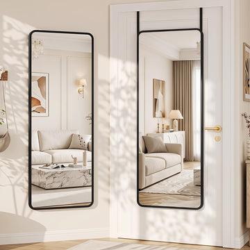 Full Length Mirror Over the Door&Wall Mounted, 58"x19" Door Mirror with Aluminum Alloy Frame, HD Shatterproof