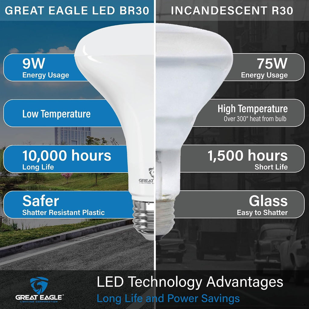 BR30 LED Bulb, 11W (75W Equivalent), 850 Lumens, 2700k (Warm White), for Recessed Can Use, Dimmable, and UL Listed (4