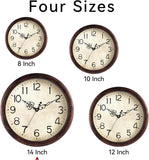 Wall Clock 14 Inch Vintage Wall Clocks Battery Operated Quartz Silent Non-Ticking Large Retro Rustic Style Decorative