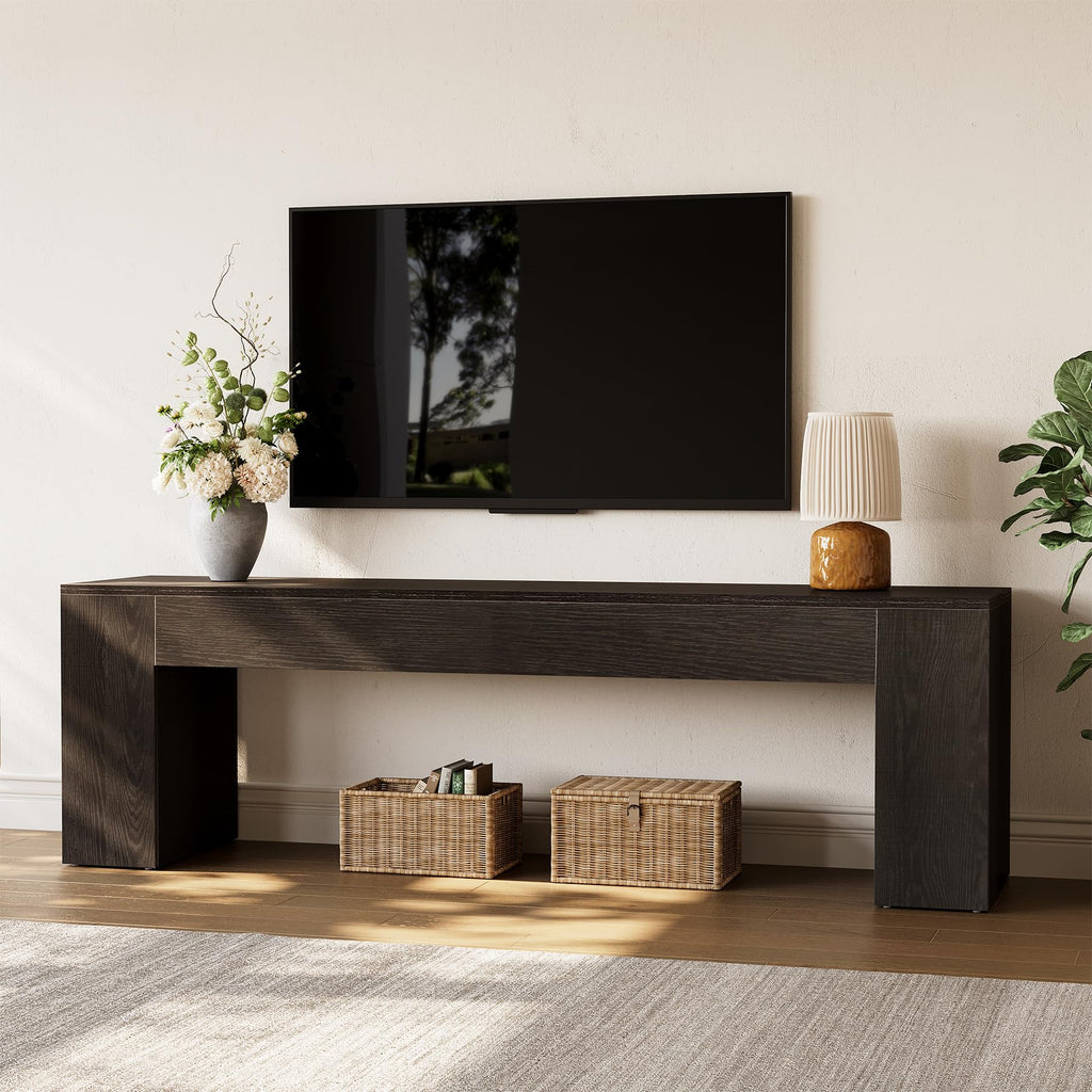 70.8" TV Stand, Wooden Entertainment Center, Low TV Console Table for TVs Up to 80", Modern Chic Entertainment Center