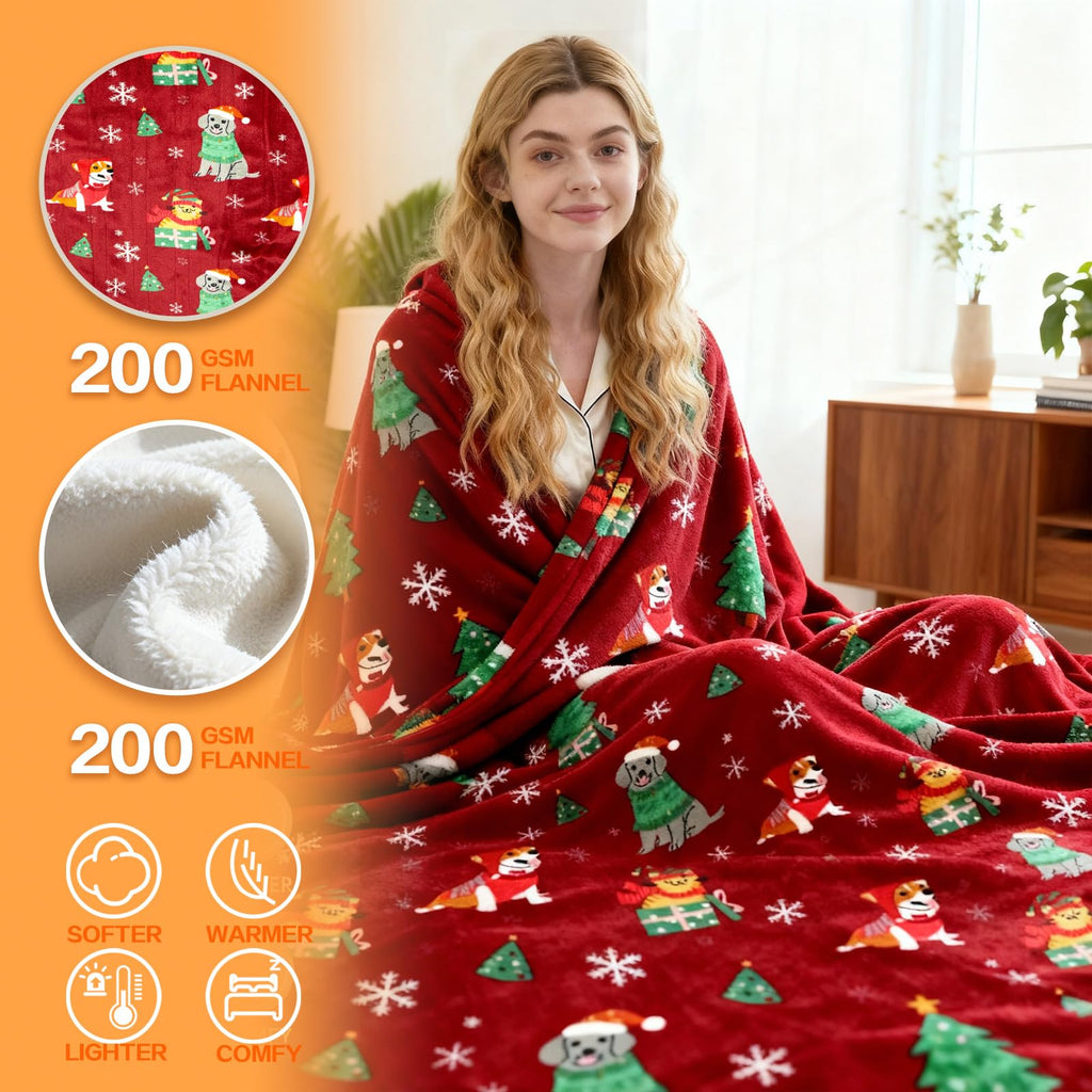 Electric Blanket Heated Throw, Soft Flannel 50"x60" Plaid Heating Blanket with 8 Hours Auto Off 10 Fast Heating
