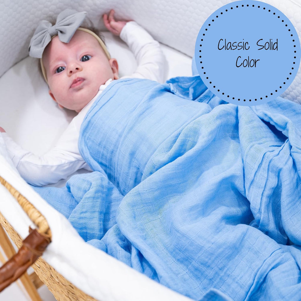 100% Organic Cotton Muslin Swaddle Blanket, Soft Baby Blankets