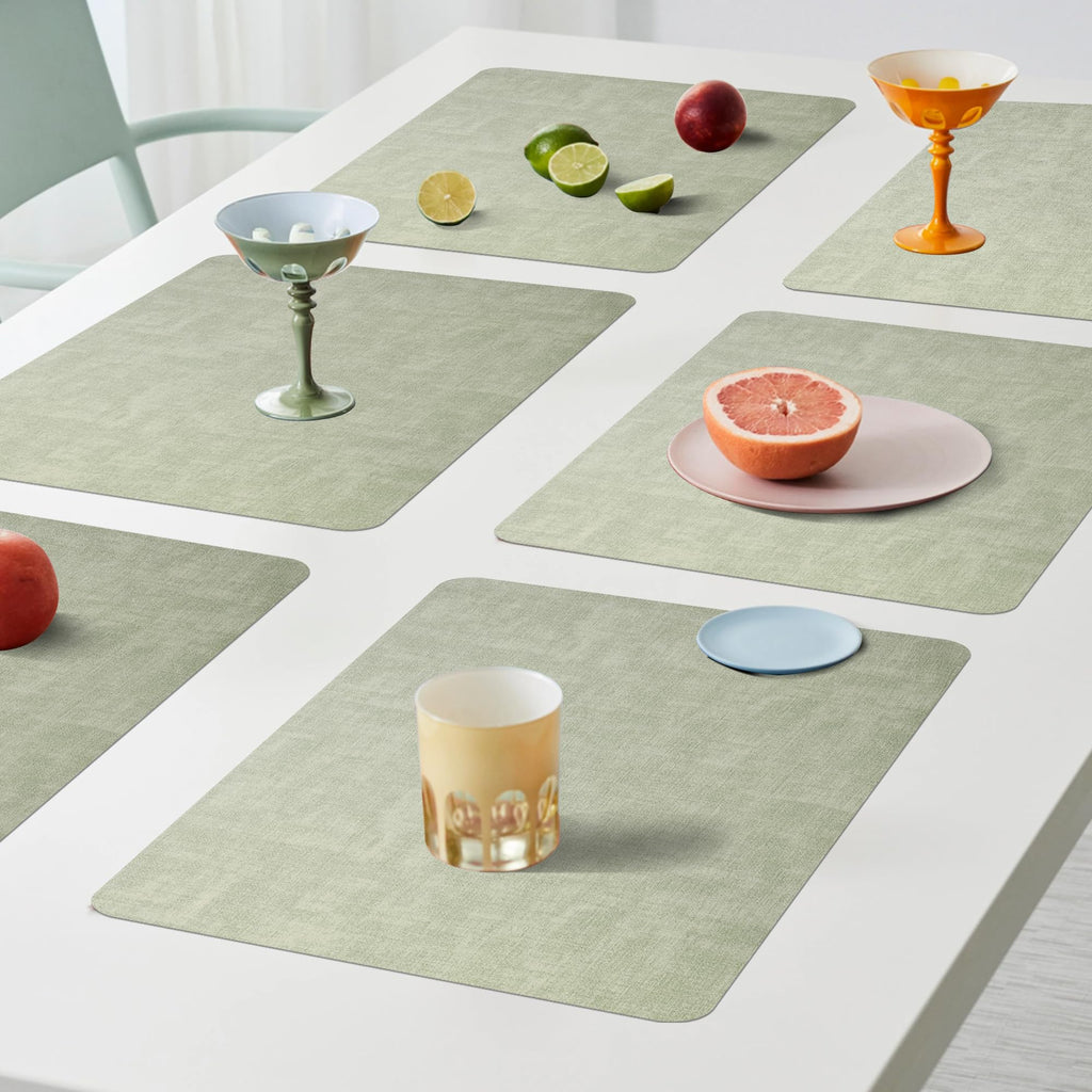 Faux Leather Placemats Set of 6, Easy to Clean, Light Green