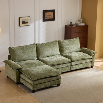 122" Cloud Teddy White Convertible Sectional Sofa