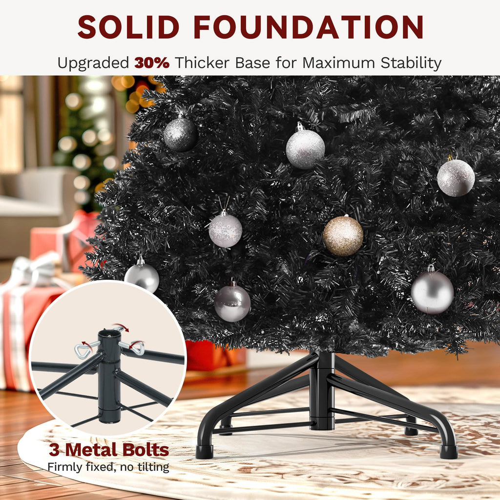 7.5ft Pre-lit Black Halloween Christmas Tree with Remote