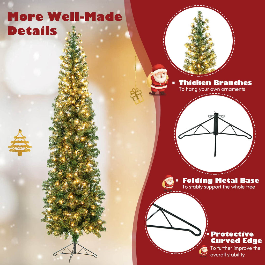 7 FT Pre-lit Half Christmas Tree with 150 Warm White LED Lights