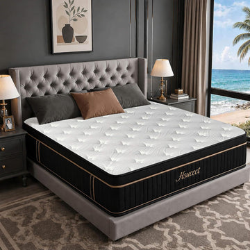 King Mattress 12 Inch, Luxury Hybrid Mattress King Size Bed in a Box for All Sleeping Positions, Gel Memory Foam &