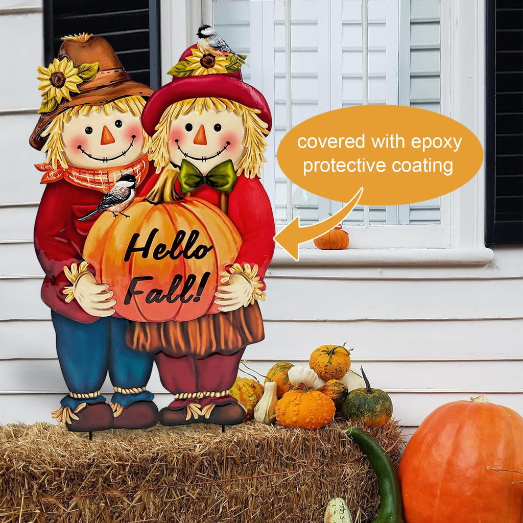 Decorations Outdoor, Thanksgiving Scarecrow with Pumpkin Garden Decor