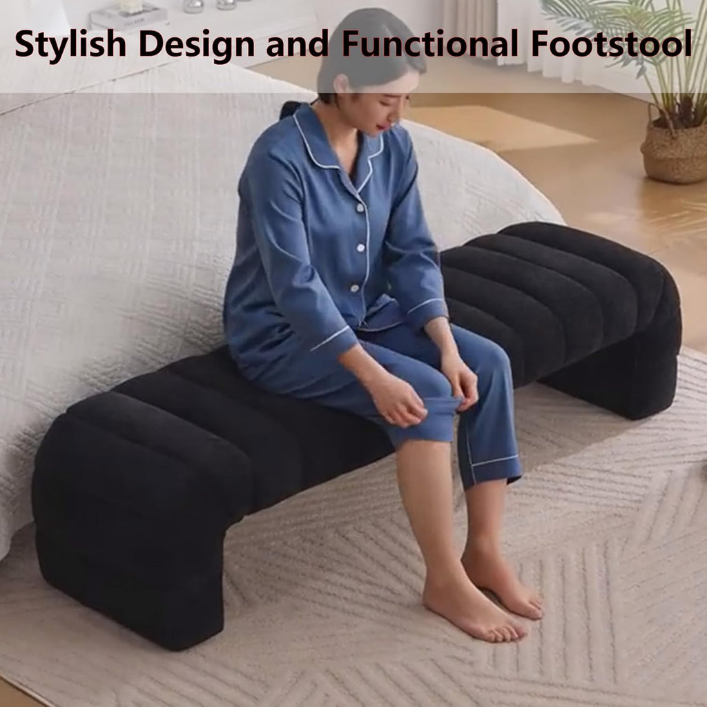 Arched Ottoman Bench Living Room,69.7" Chenille Long Benches for Bed End King Size,Modern Channel Tufted Seating