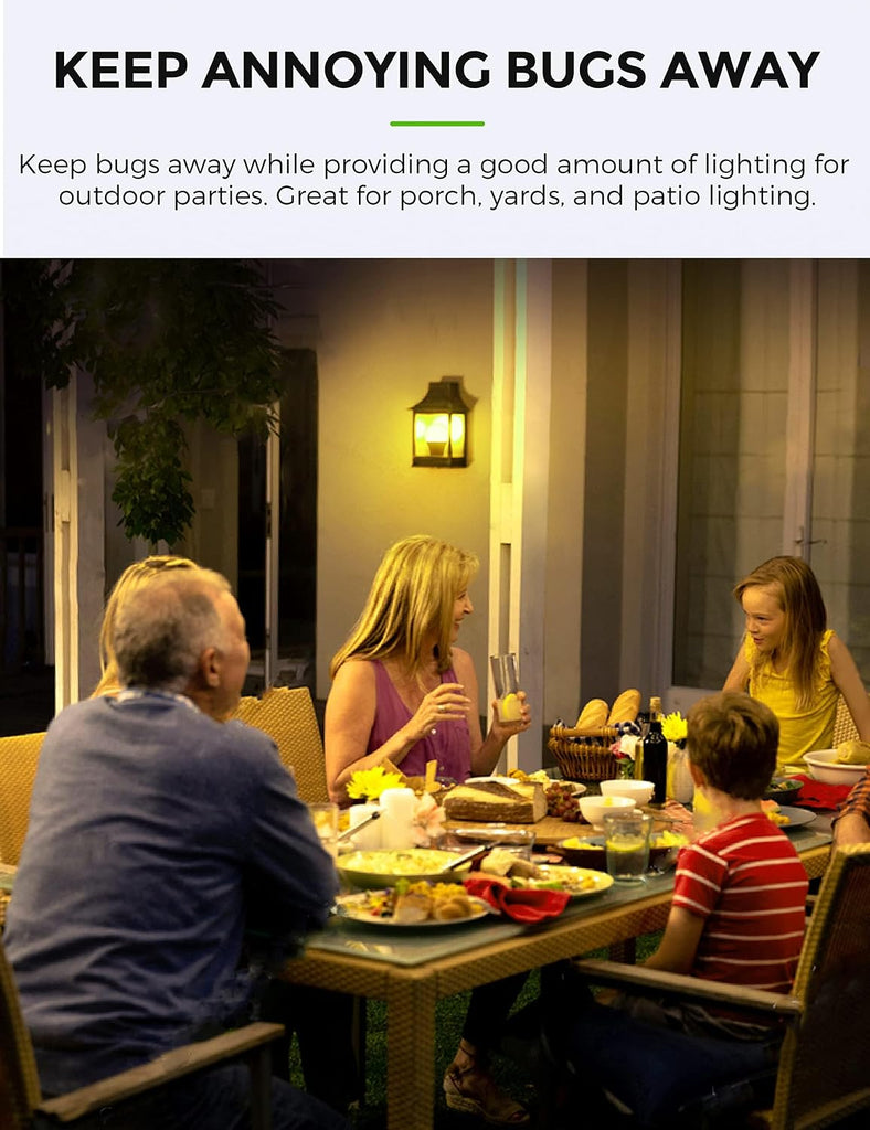 Yellow Bug Light Bulbs Outdoor, A19 Dusk to Dawn LED Bug Light Bulbs, 2000K Amber Glow, Photocell Sensor LED, Auto
