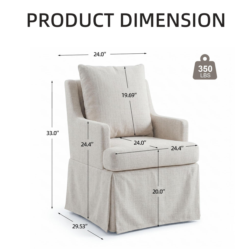 Upholstered Dining Chairs, Modern Kitchen Chair Dining Room Chair with 4 Casters, Linen Armchair Reading Room Living
