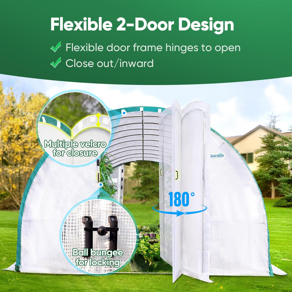 25x10x6.6FT Tunnel Greenhouse for Outdoors with 2 Hinged Doors