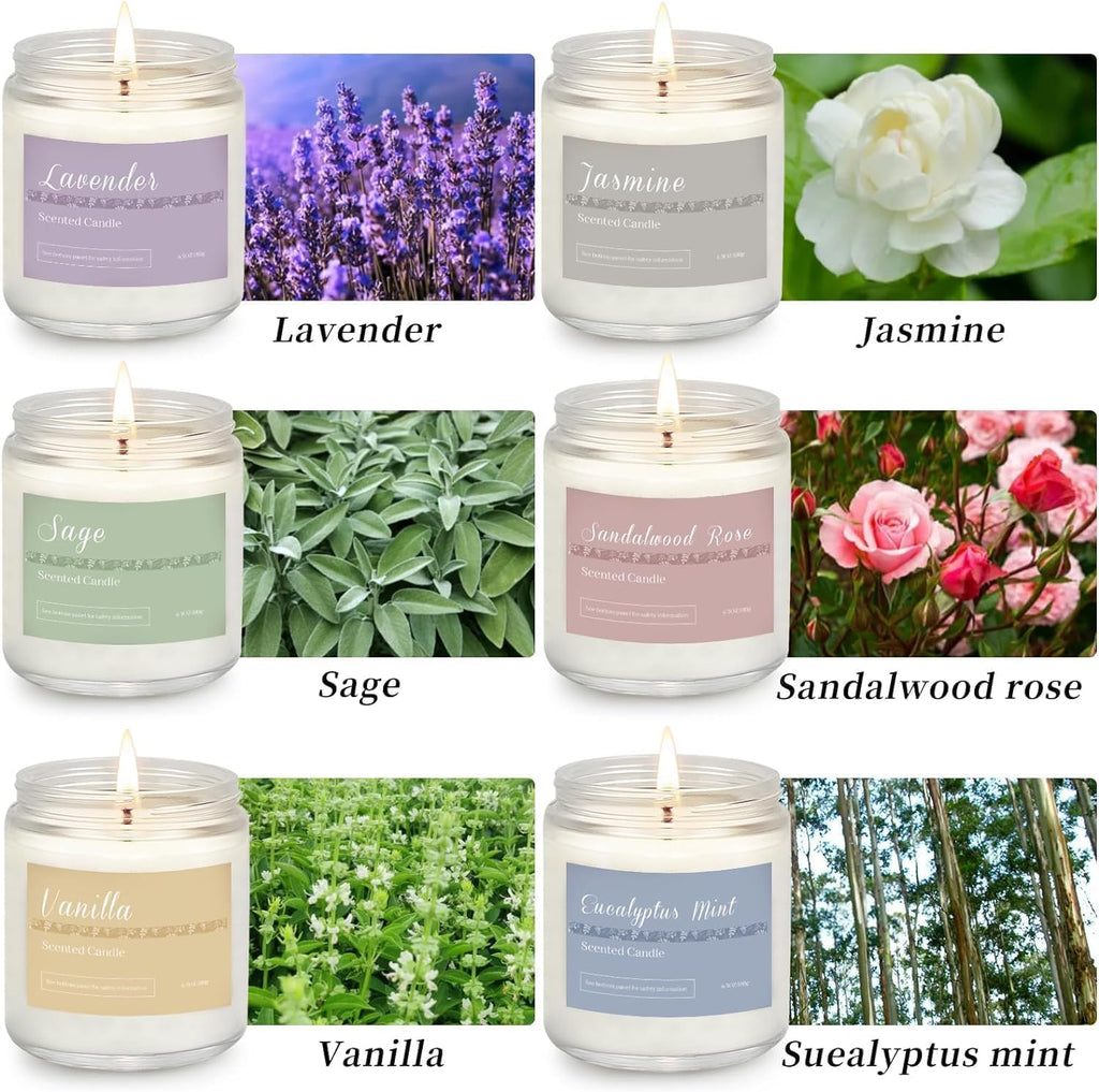 Scented Candles Gift Set for Women, 6-Pack Aromatherapy Candles - Set of 6