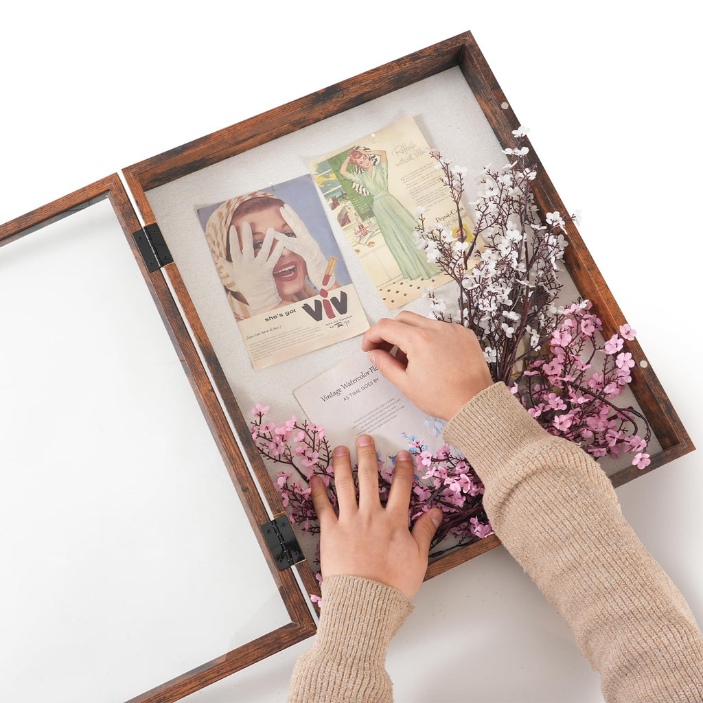16x20 Shadow Box Picture Frame, 2.16 Deep, Real Glass, Honey Brown