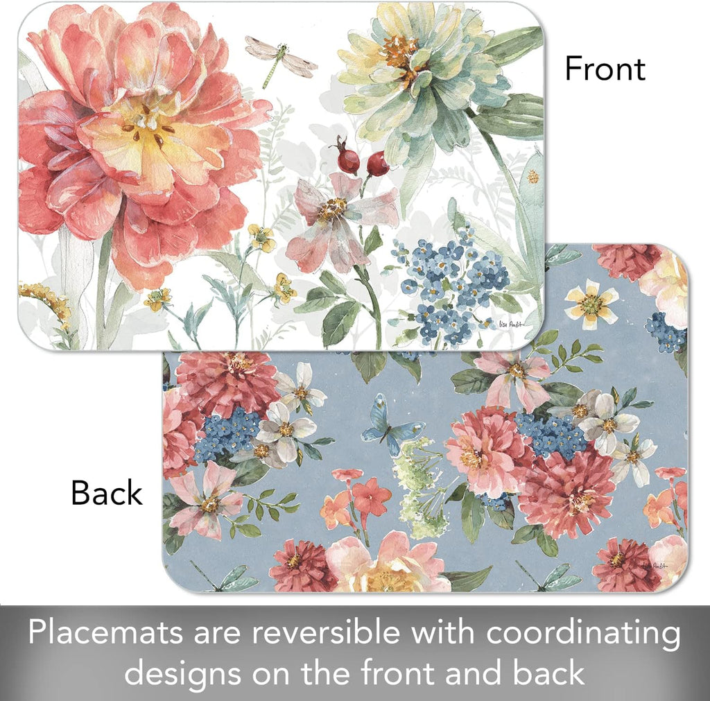 Spring Meadow Floral Reversible Easy Care Placemat 4 Pack - Set of 4