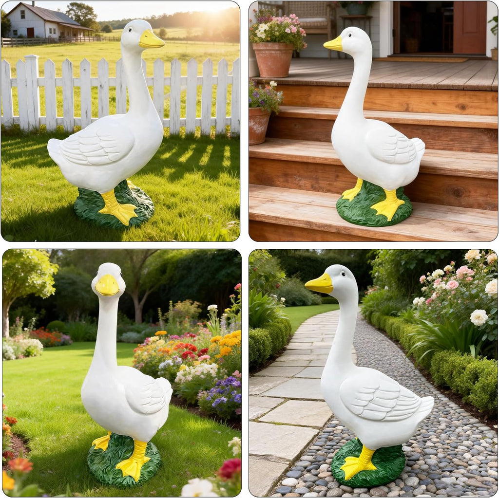 20′′ Porch Goose Statue Garden Decor, Durable Resin Sculpture Hand-Painted | No Sand Infill Required, Large Realistic
