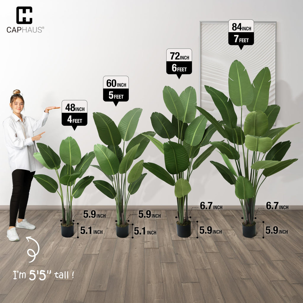 6FT Artificial Bird of Paradise Plant, UV Resistant Large Faux Tree with Dried Moss, Fake Indoor Outdoor Floor Plant