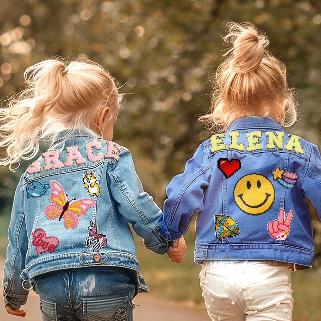 Personalized Kids Denim Jacket with Name, Custom Girl Jean Jacket