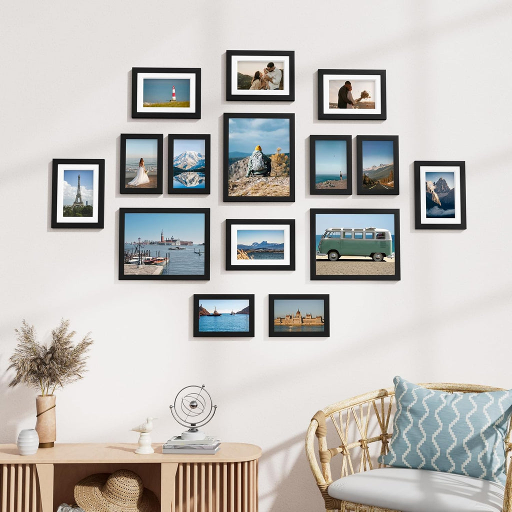 15 Pack Picture Frames Collage Wall Decor, Wall/Tabletop Display | Black, Multi-Size Gallery Wall Frame Set: 3pcs