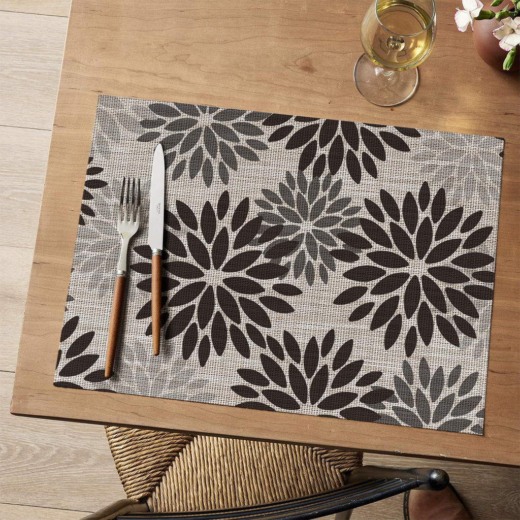 Floral Vinyl Placemats Set of 6, Heat Resistant Washable Non-Slip Plastic PVC Halloween Place Mats for Party Kitchen