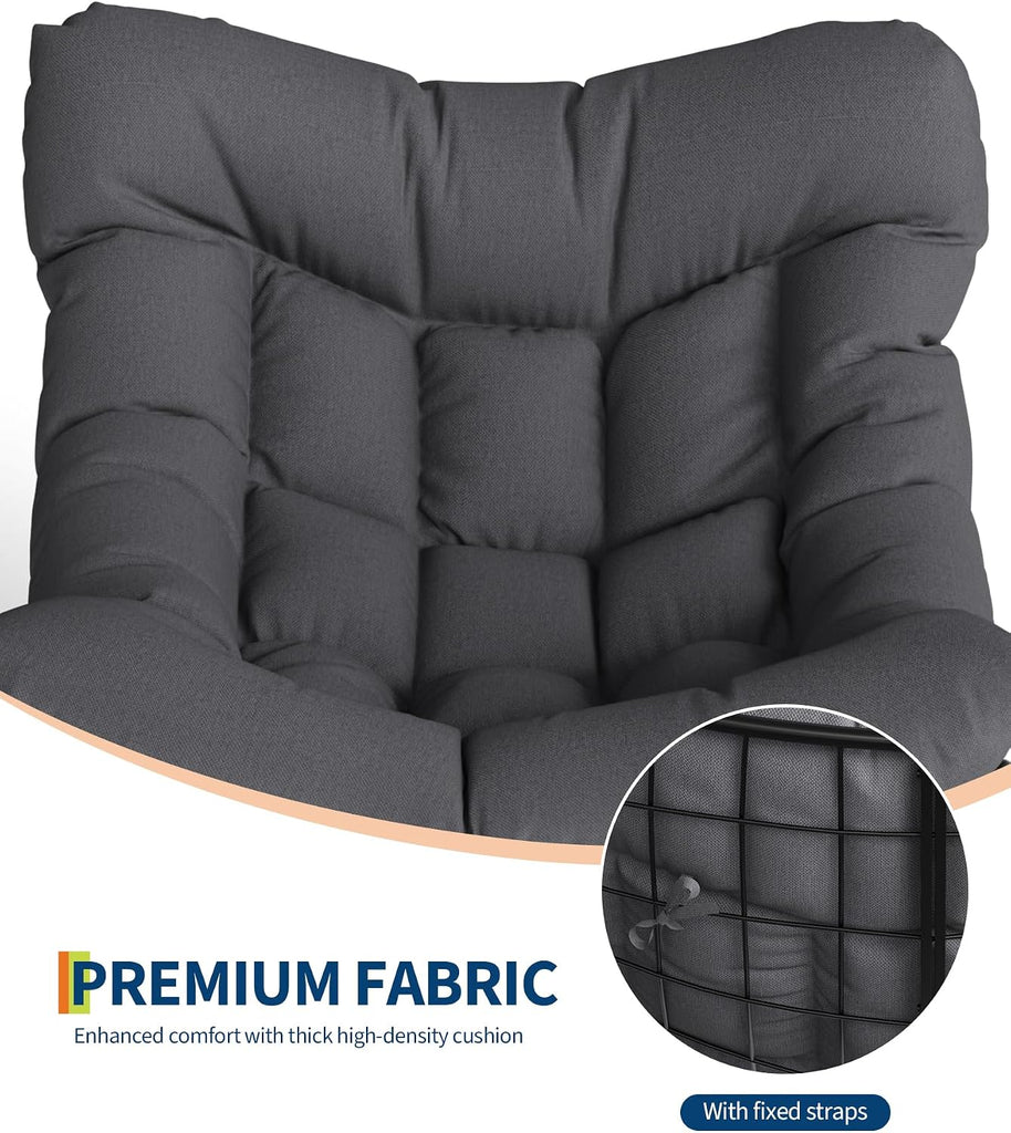 Outdoor Papasan Rocking Chair for Balcony Backyard Porch Bedroom | Oversized Rocking Chair with Sturdy Metal Frame