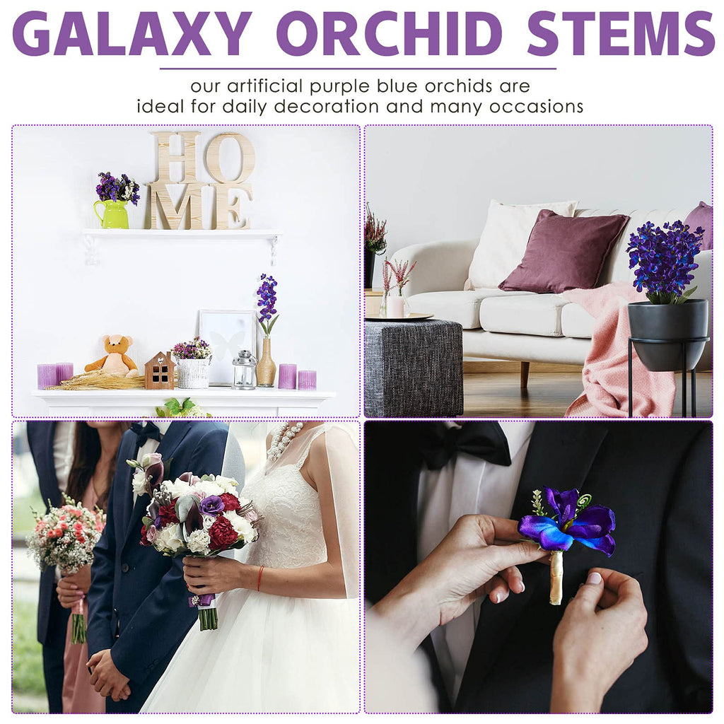 32 Pieces 27 Inches Artificial Orchids, Blue-Purple
